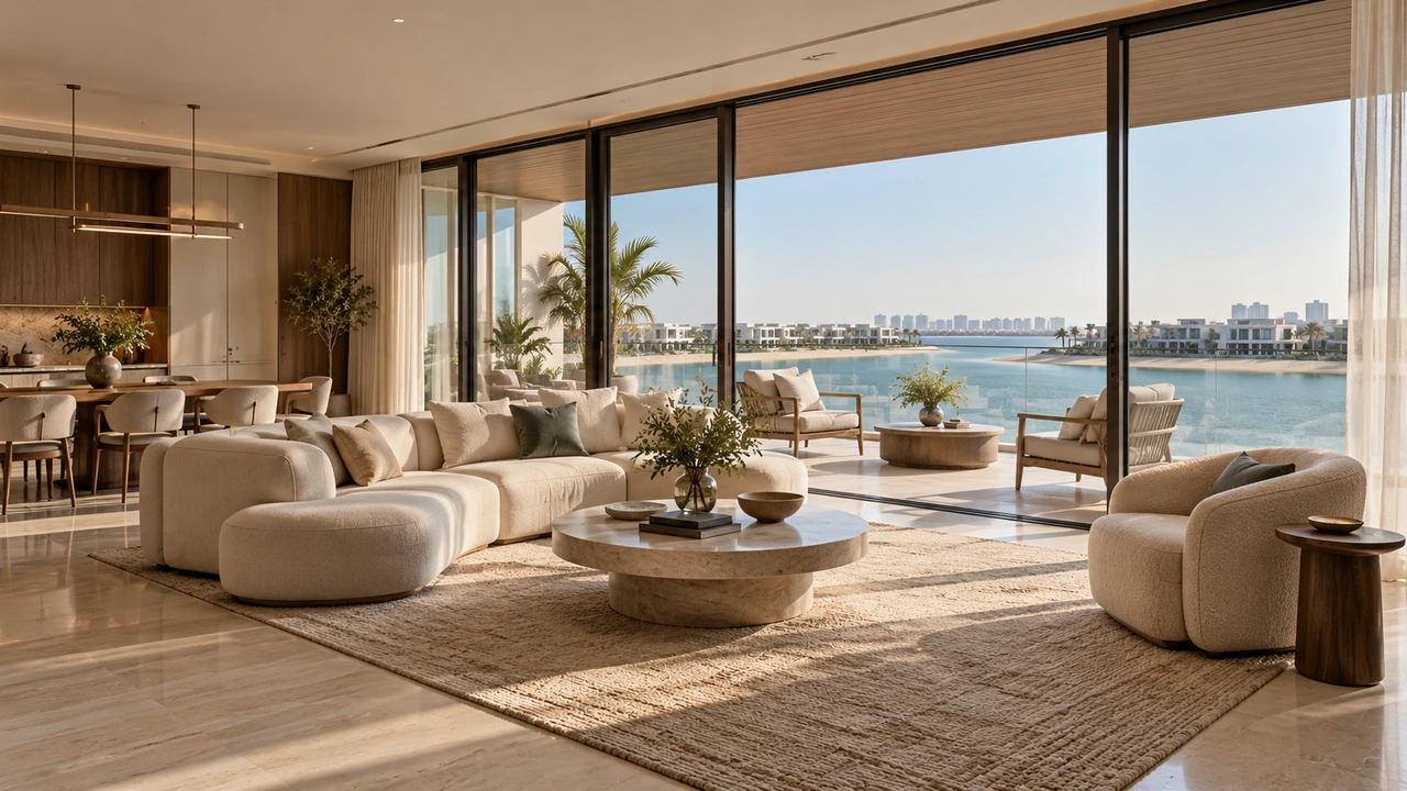 Иллюстрация, созданная ИИ: прибрежная квартира в духе Palm Jumeirah