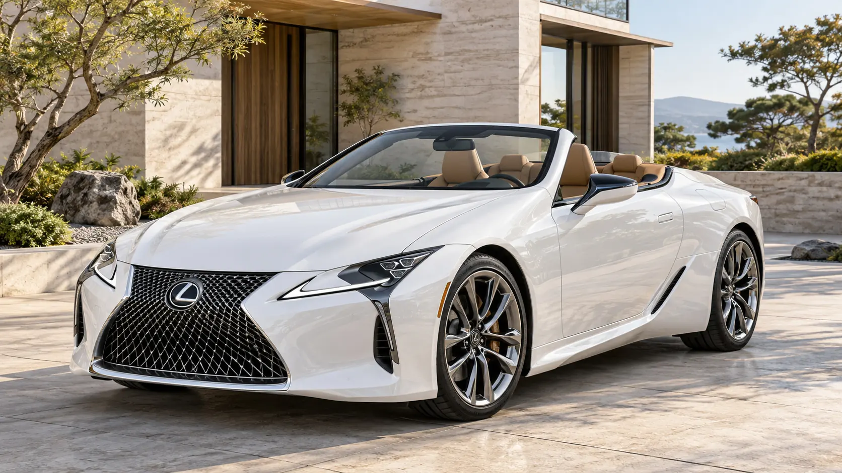 ルーフを下げた状態のLexus LC 500 Convertibleを表すAI生成イラスト
