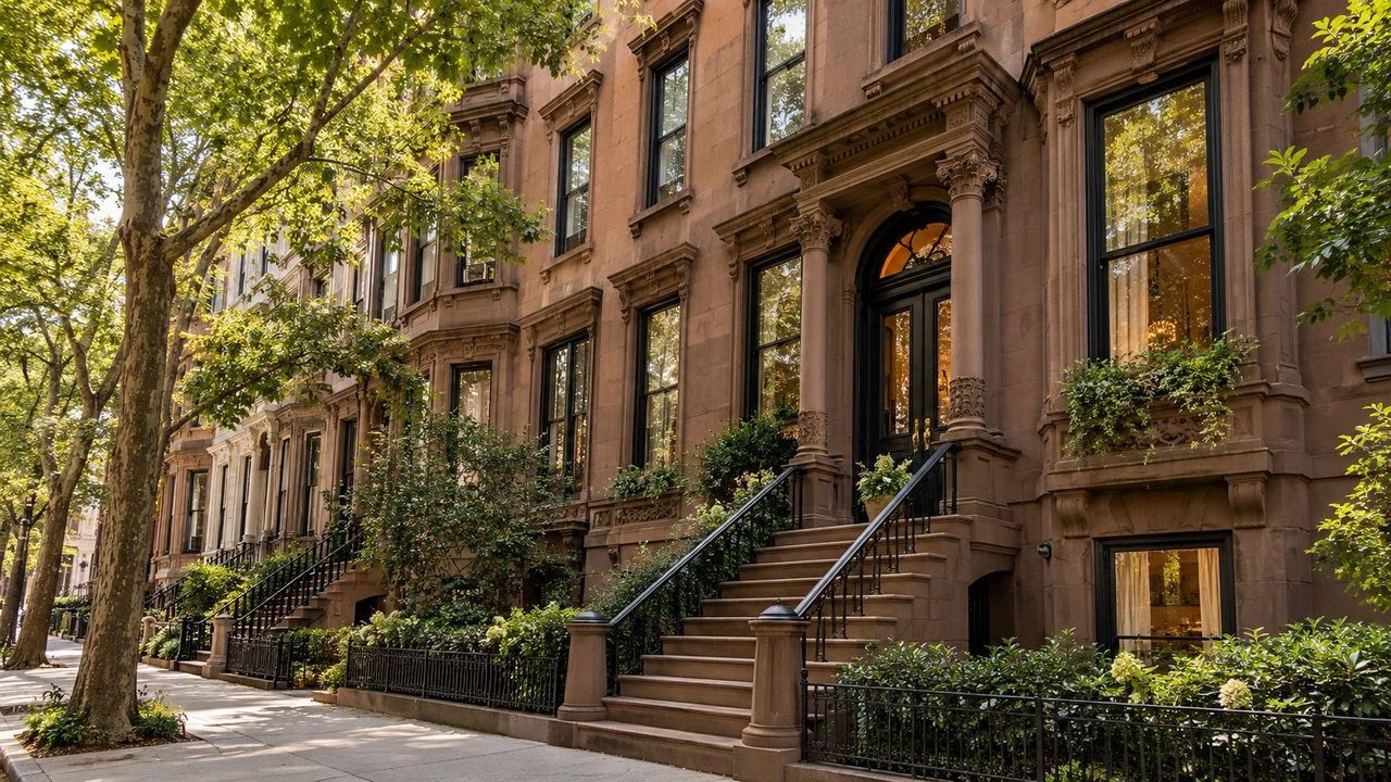 人工智能生成的插图： 受 Upper West Side 启发的褐砂石排屋及门前阶梯