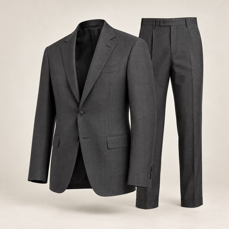 ZEGNA — Dark Grey Trofeo Wool Suit — AI 生成的插图