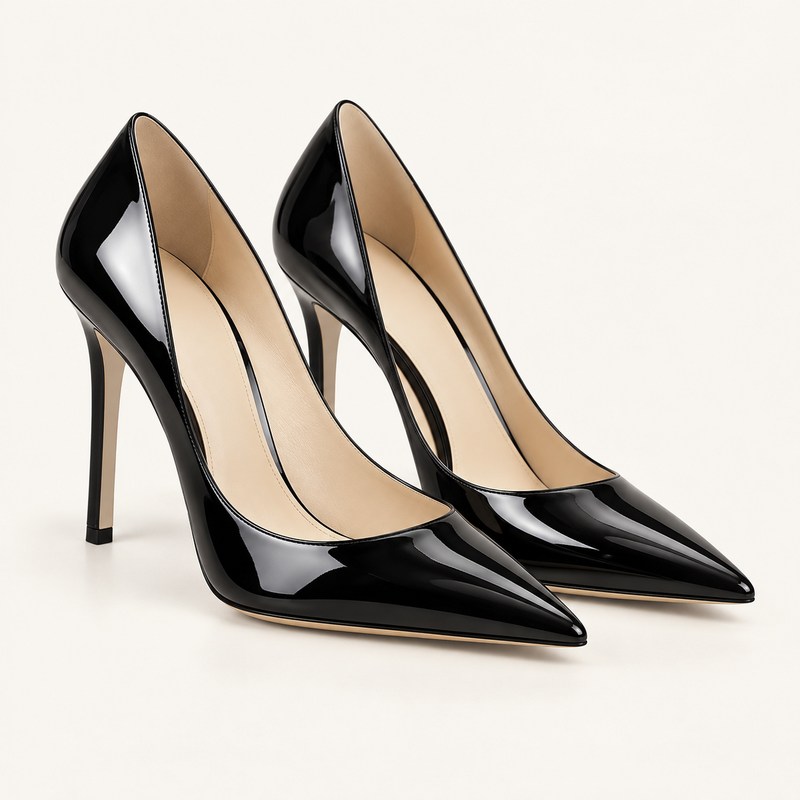 Stevie 100 — black patent leather — Illustrazione generata con IA