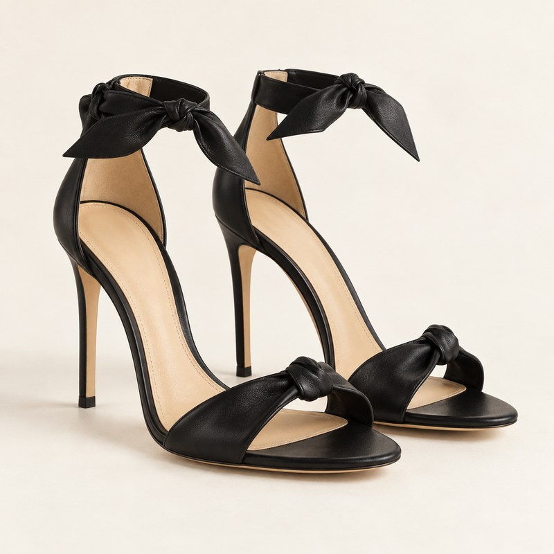 Clarita 100 — black nappa leather — Illustrazione generata con IA