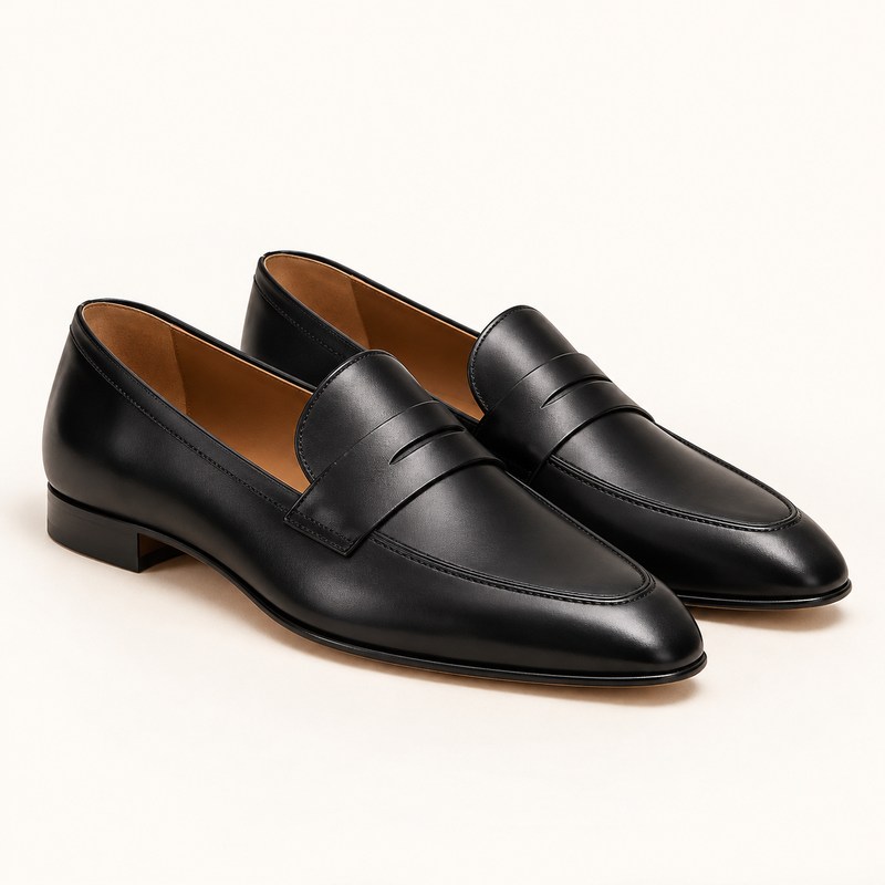 Knightsbridge Black Leather Loafers — Иллюстрация, созданная ИИ
